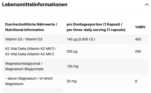 INLEAD - Vitamin D3 + K2 + Magnesium Bisglycinate - 120 Kapseln