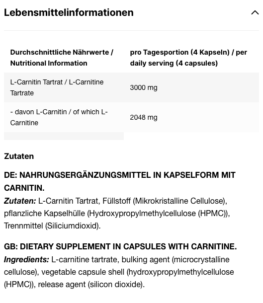 INLEAD - L-Carnitine Caps - 120 Kapseln