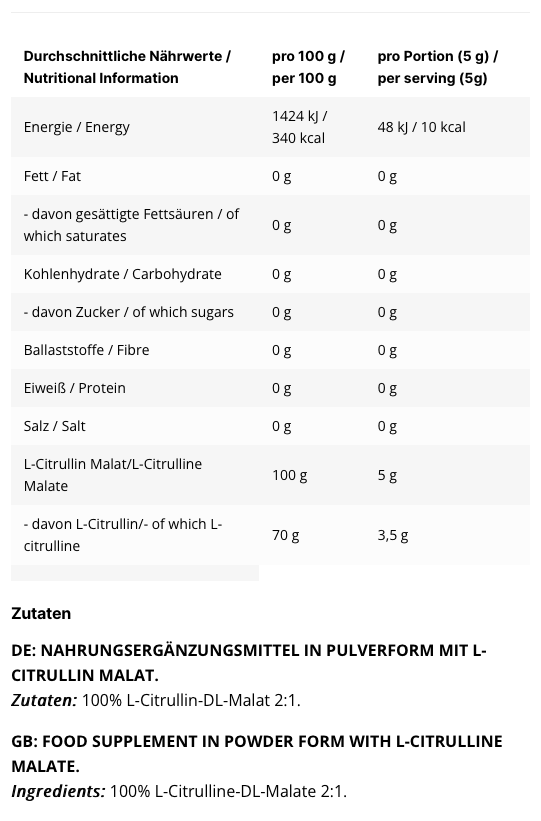 Inlead - L-Citrulline Malat - 500g